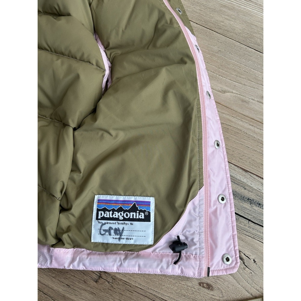Patagonia Puffer Vest Girls Size XS Brown/Pink - Picture 7 of 11